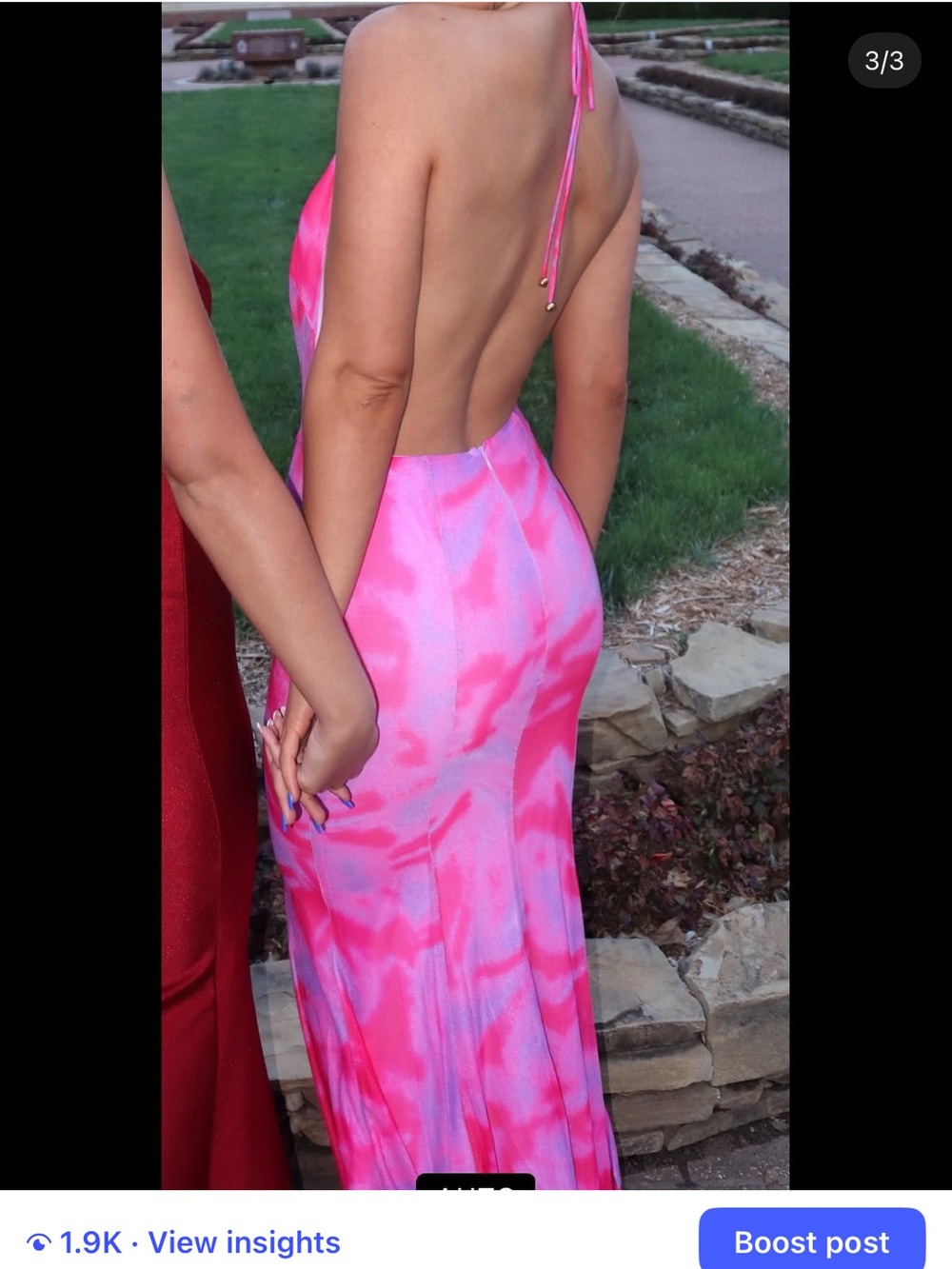 Hello Molly Pink and Purple Plunge Halter Maxi Dress - Picture 3 of 3